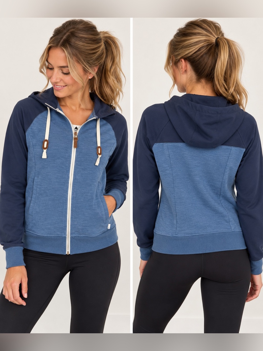 Burton Women’s S Blue Navy Color Block Zip Up Hoodie Jacket Outdoor Athleisure